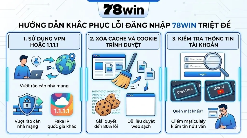 Cách xử lý lỗi 78win đăng nhập không thành công triệt để